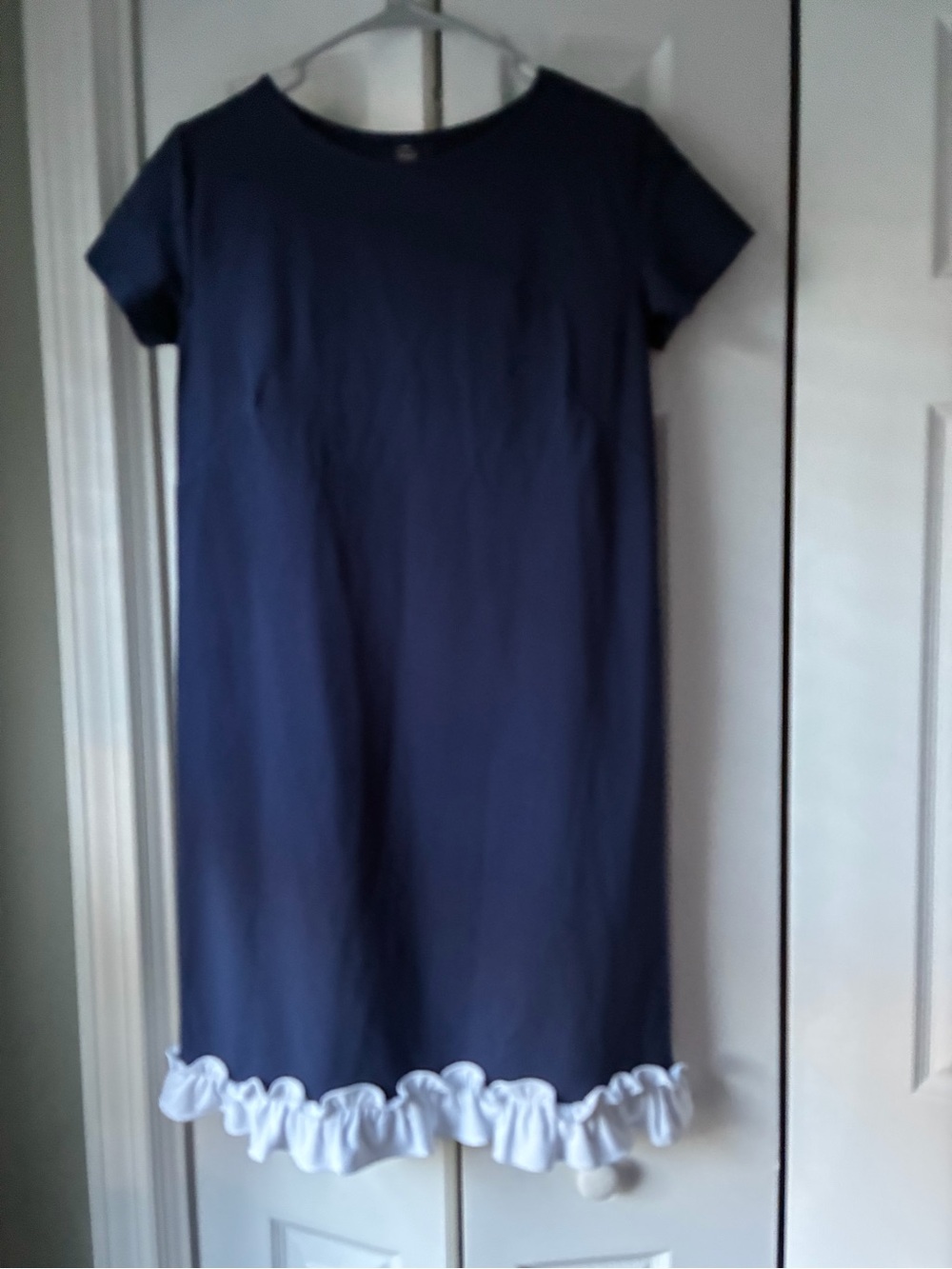 NWT Navy Short-Sleeve Dress with White Ruffle Hem